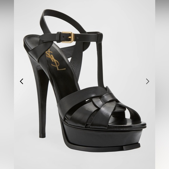 Saint Laurent Tribute 105 Leather Platform Sandal - Picture 9 of 14